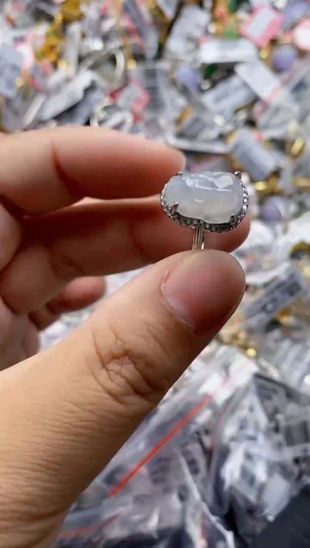 翡翠戒指银S925镶嵌333333   3