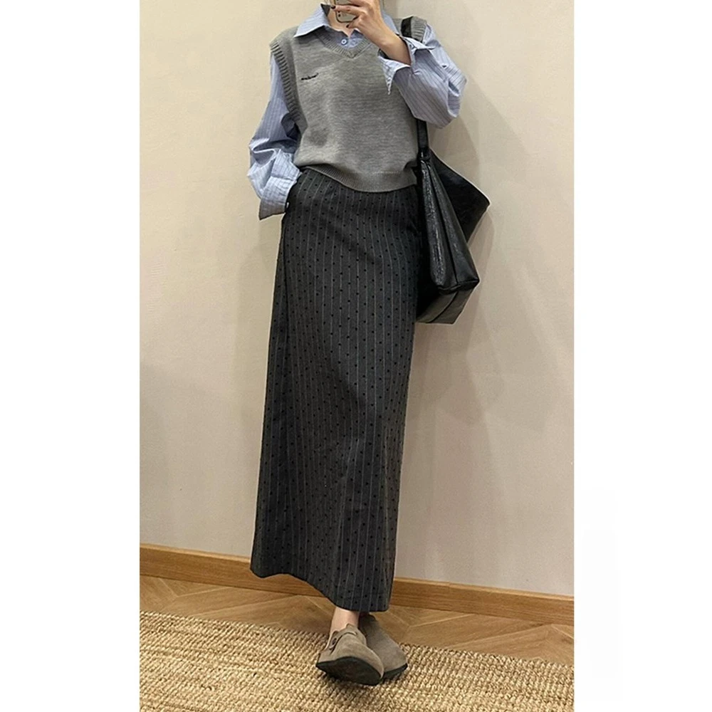 美呆了！灰色波点半身裙女高腰包臀裙2025新款小个子a字半裙直筒裙