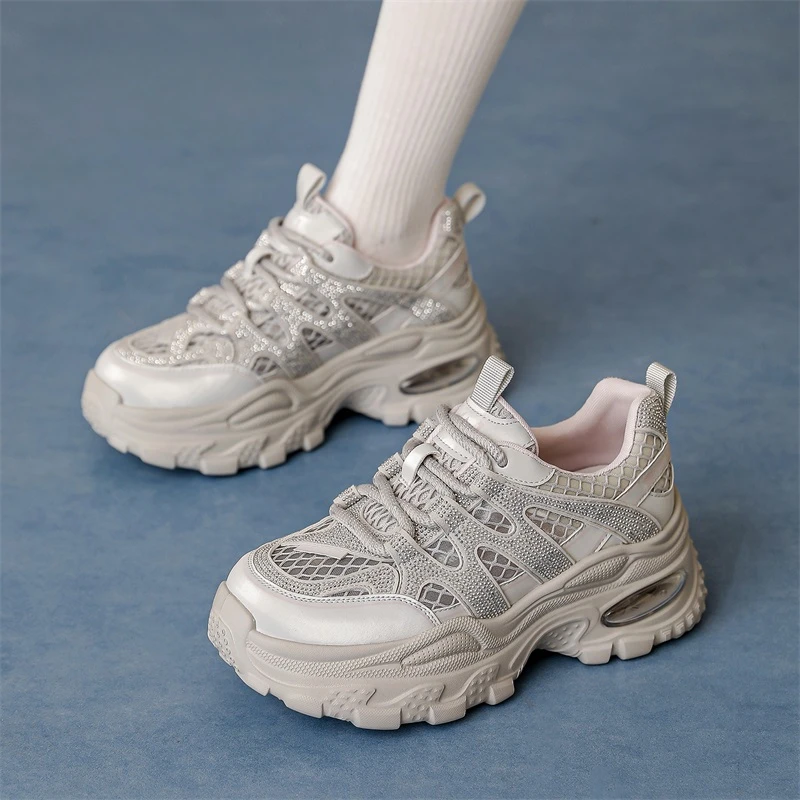 卓家厚底老爹鞋女秋季网面透气增高时尚百搭休闲运动鞋502A26962