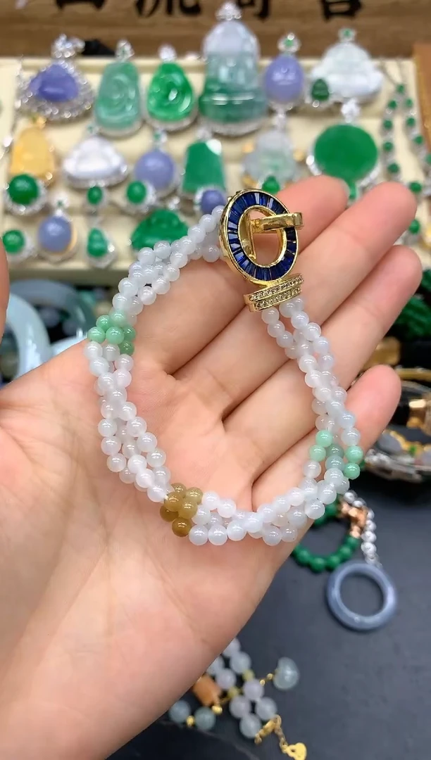 【闪购商品】翡翠手串18K金镶嵌48-中国好珍宝1