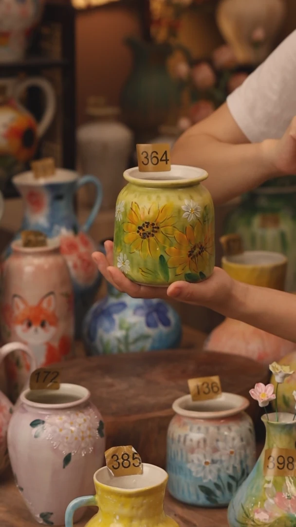 陶瓷364景德镇设计师手作花器摆件侘寂风