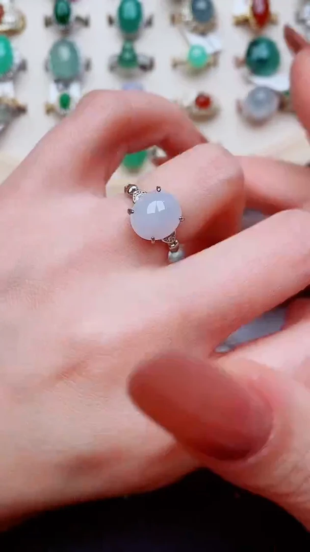 银S925镶嵌戒指翡翠...