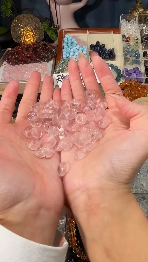 【闪购商品】水晶手串未镶嵌粉水晶甜甜圈圈大小卡13