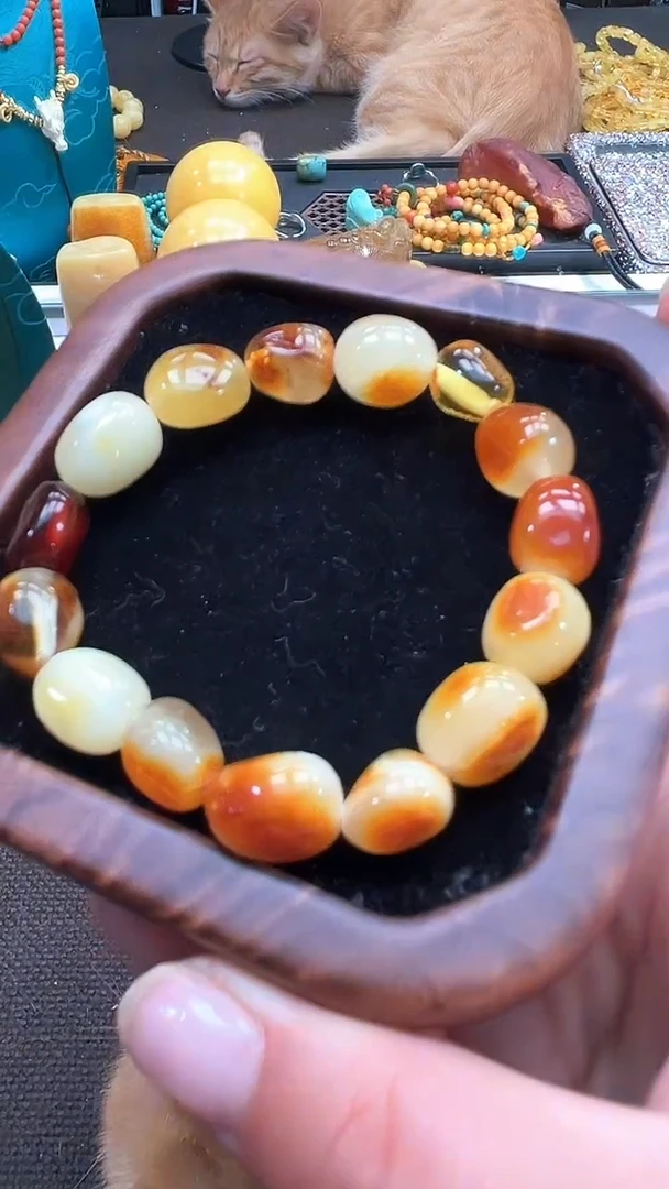 手链蜜蜡未镶嵌11+蜜蜡随型单圈