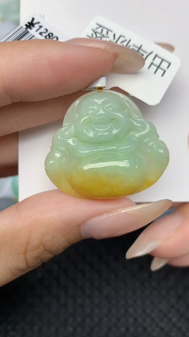 翡翠18K金镶嵌颈饰天然翡翠a货