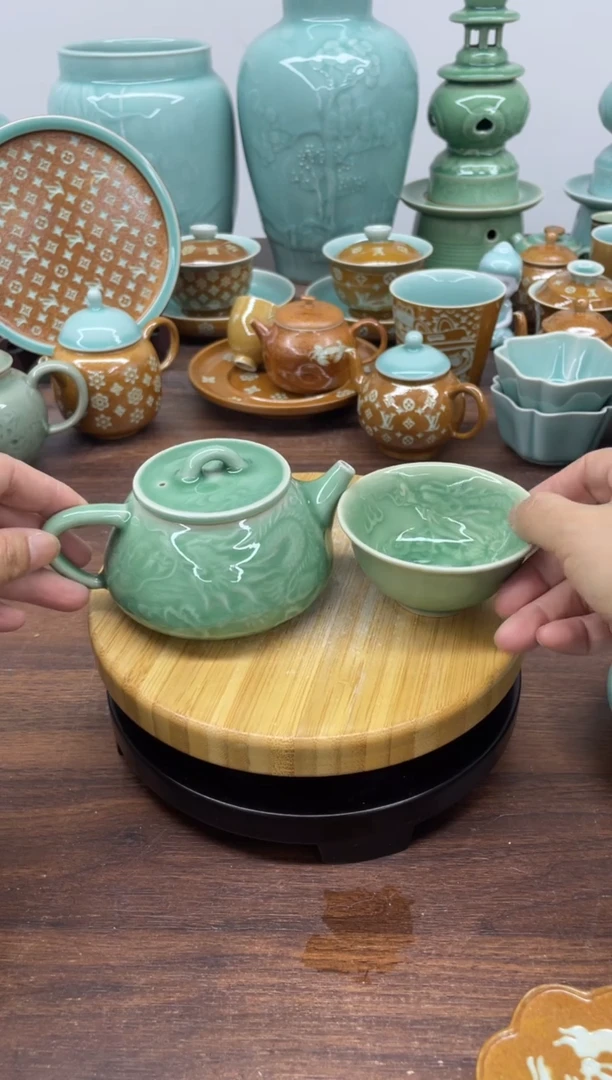 特价青瓷 慧语瓷坊 微瑕一壶一杯