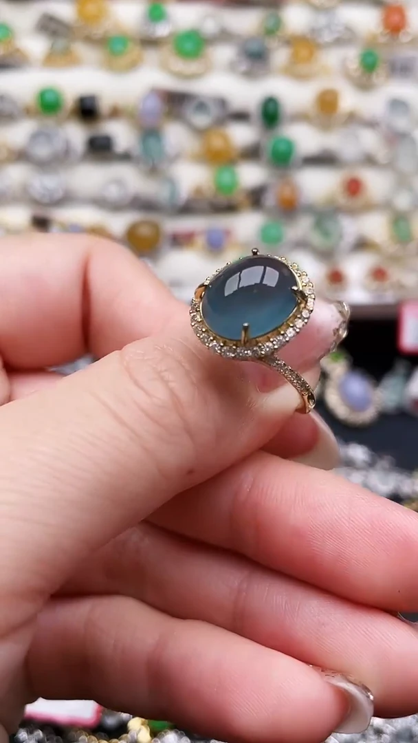 银S925镶嵌戒指翡翠56