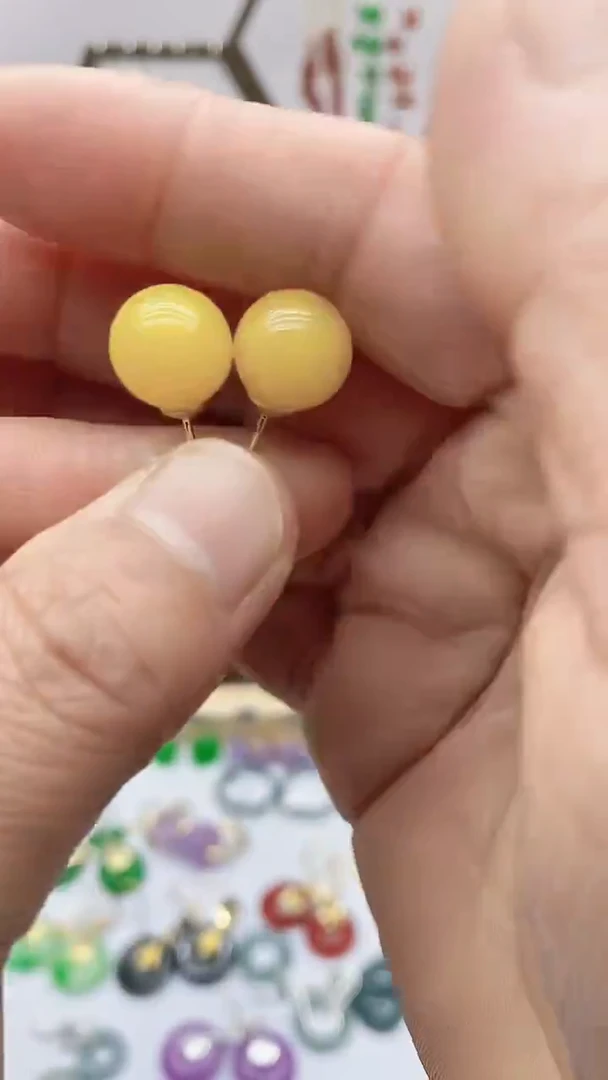 蜜蜡未镶嵌耳饰520