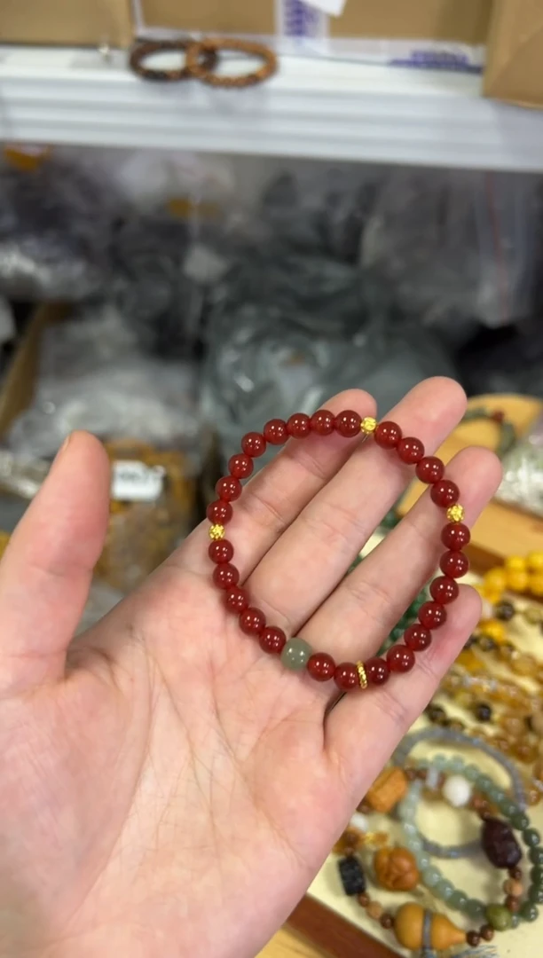 【闪购商品】玛瑙/玉髓手链未镶嵌冰红玛瑙和田搭配款手链[0561]