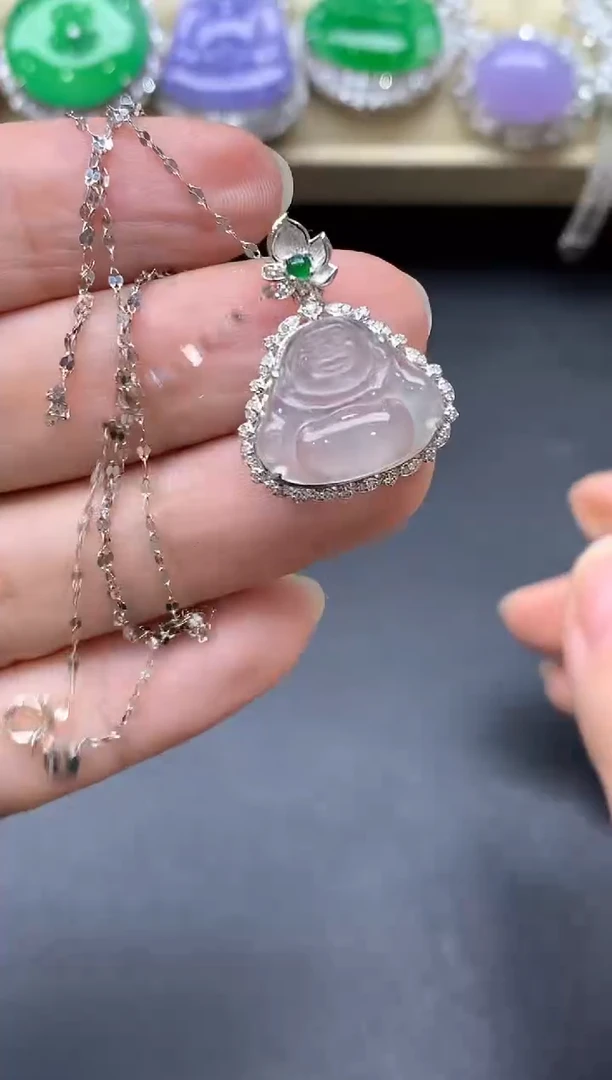 翡翠18K金镶嵌颈饰341-中国好珍宝