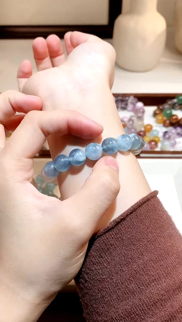 未镶嵌手链海蓝宝石海蓝宝diy手串 多样性发一