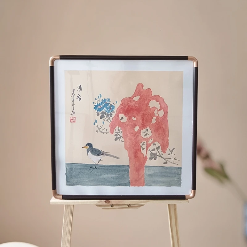 《红色湖石》原创国画艺术品 家居美学挂画  画芯  不带框发货