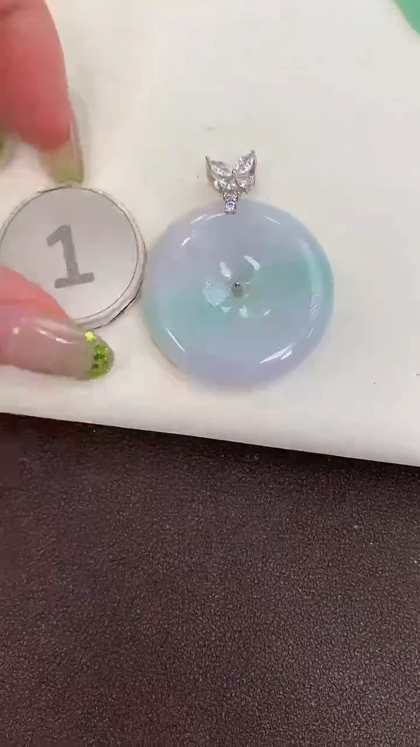 颈饰银S925镶嵌翡翠天然缅甸a货翡翠