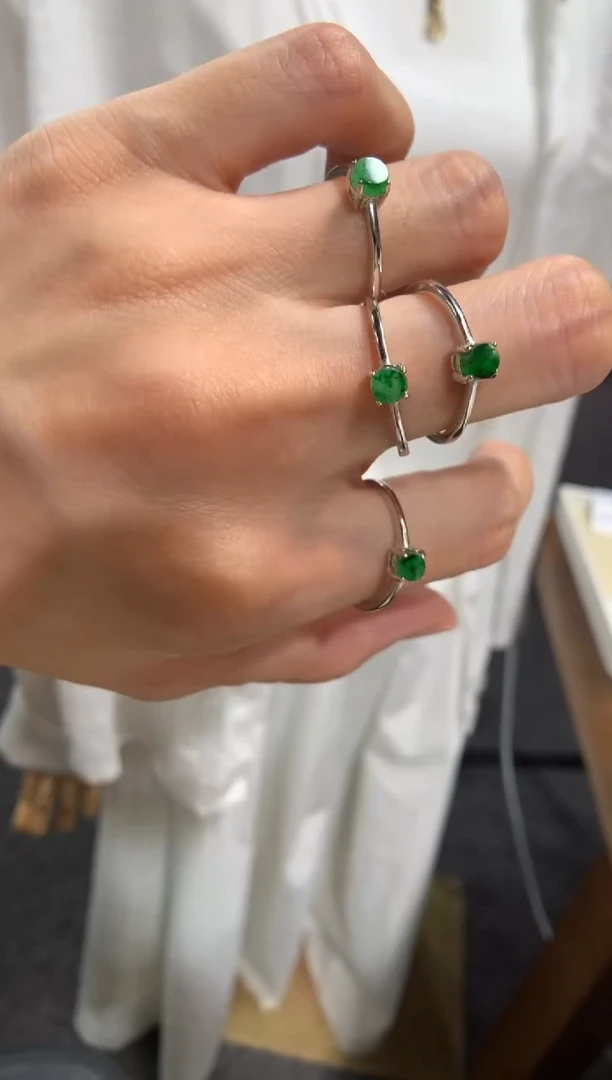 翡翠戒指银S925镶嵌戒指 多样性发一件