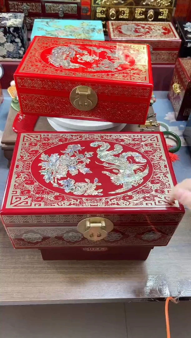 @*28厘米双层加高款掐丝螺钿镶嵌红铜扣凤凰