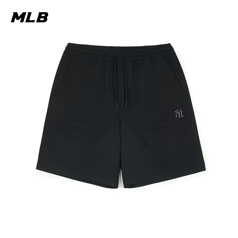 MLB2025夏季新款黑色运动快干短裤NY梭织男女同款休闲裤3ASMB0253