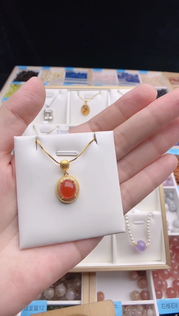 颈饰银S925镀金镶嵌南红玛瑙南红吊坠多样性发一