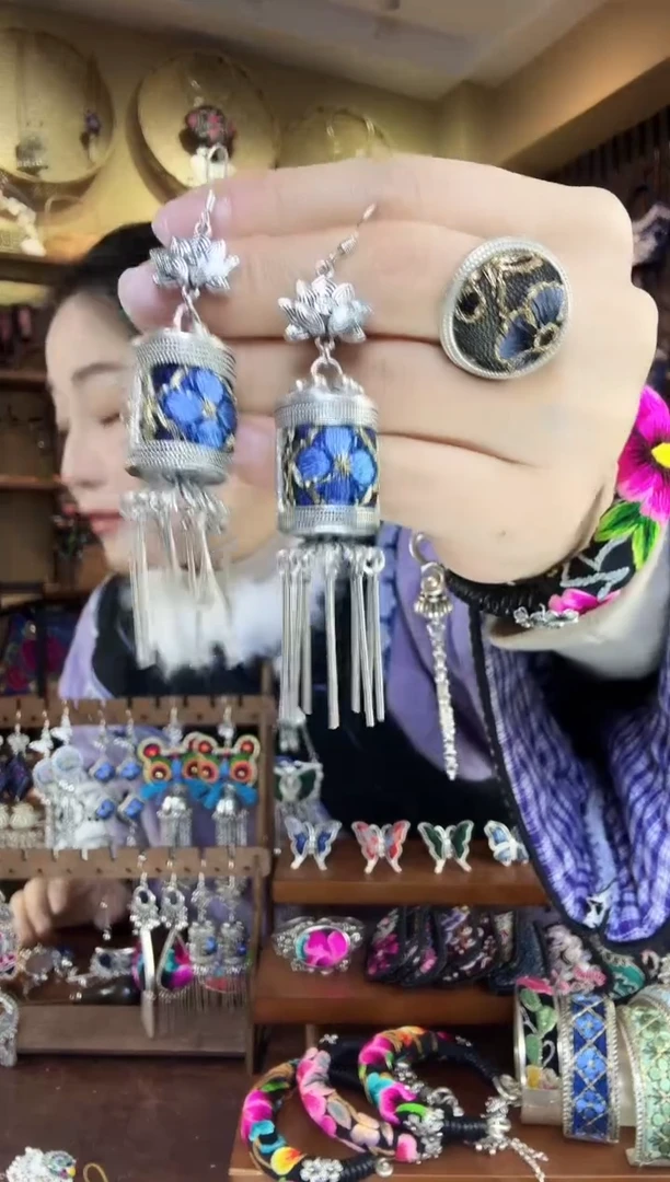 刺绣非遗刺绣民族风耳环