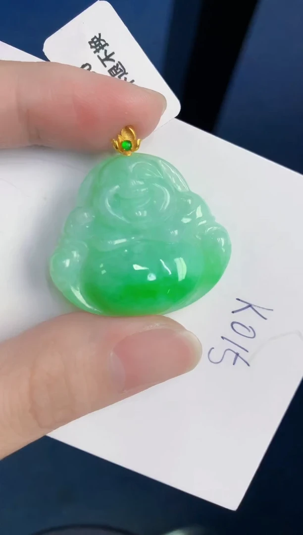 颈饰18K金镶嵌翡翠天然翡翠缅甸A货