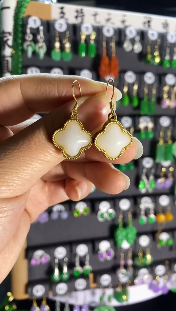 【闪购商品】和田玉耳饰银S925镶嵌03