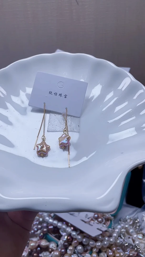 未镶嵌耳饰淡水珍珠不****克【纯恬饰品】