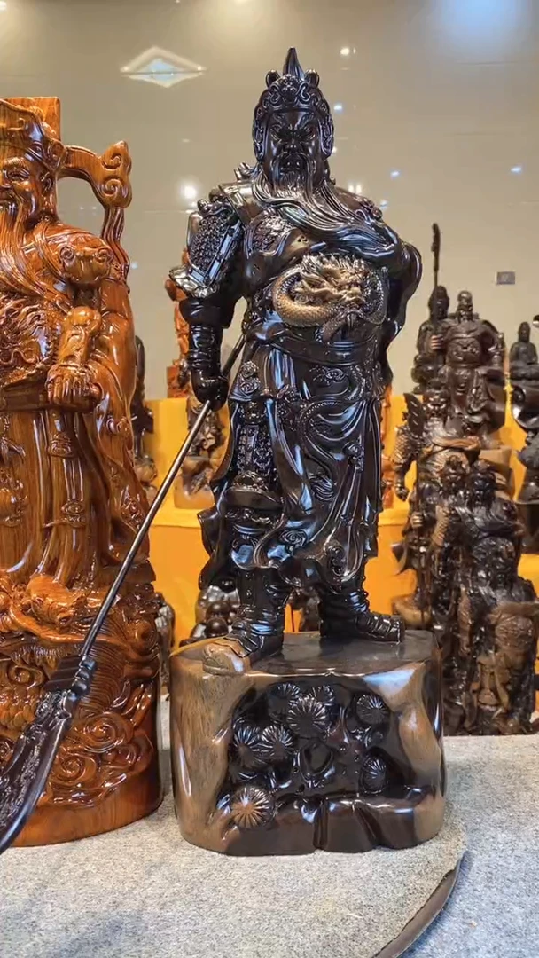 【闪购商品】风车木（黑檀木）木雕关公
