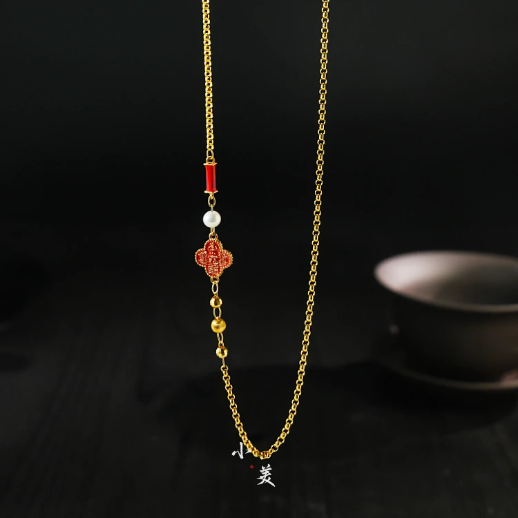 18K金烧蓝太太四叶项链 G81265