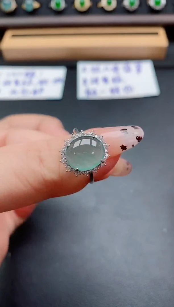 银S925镶嵌戒指翡翠1