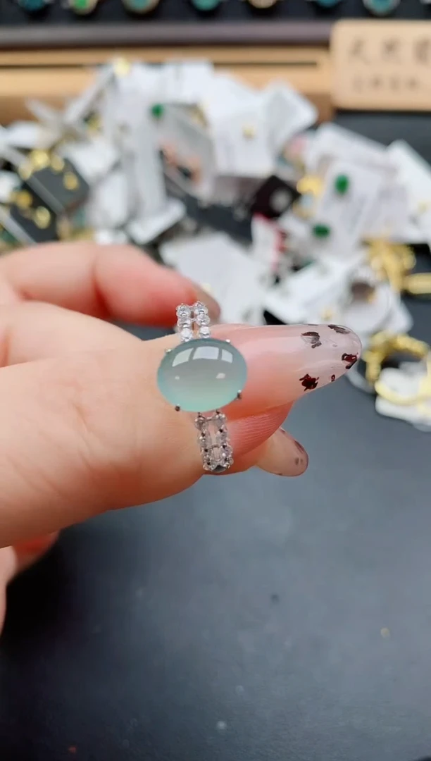 银S925镶嵌戒指翡翠1