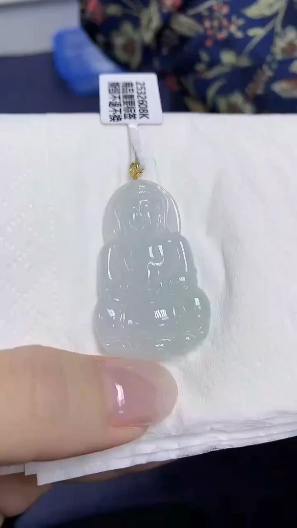 翡翠18K金镶嵌颈饰天然缅甸翡翠A货5