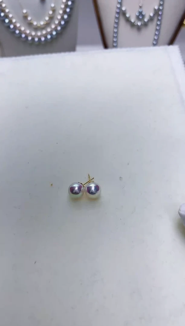 【闪购商品】海水珍珠饰品18K金镶嵌8.5-9素钉定制