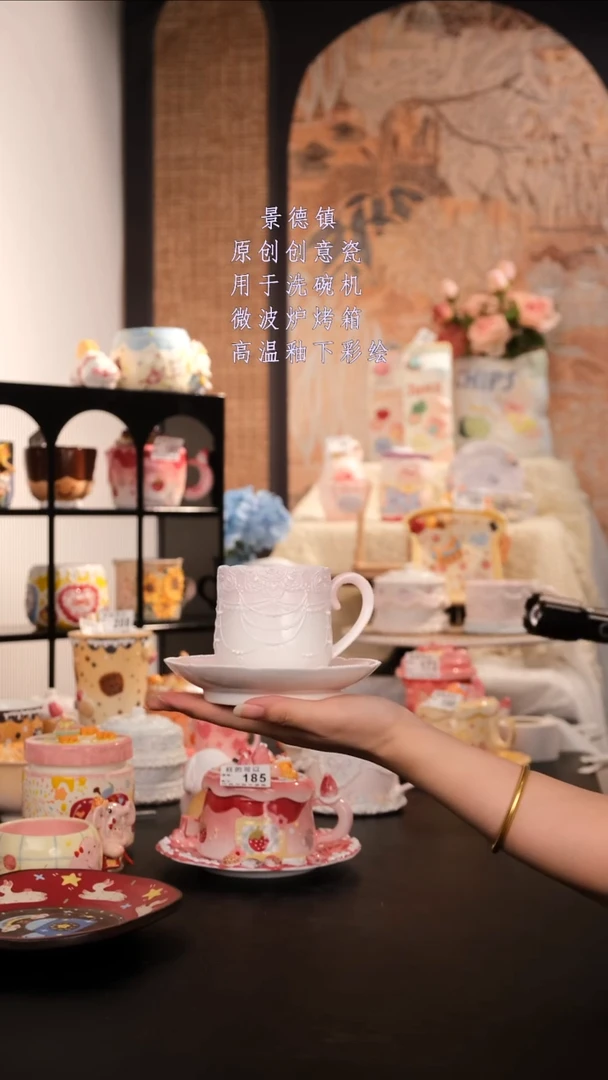 摆件景德镇手工手绘高温釉下彩设计师款