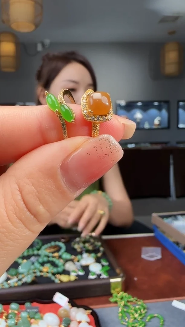 和田玉戒指银S925镶嵌1