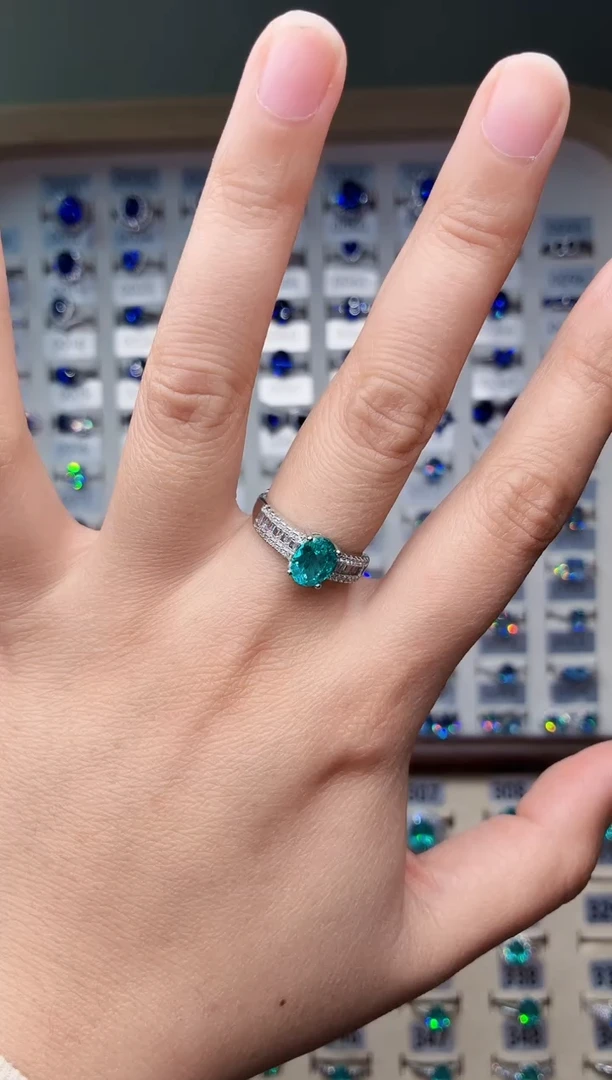 无925银 925银 帕拉伊巴霓虹蓝色系列轻奢女神款式