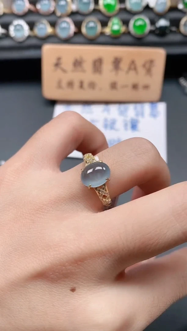 银S925镶嵌戒指翡翠1