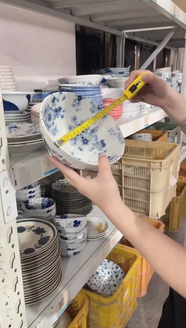陶瓷花聚会高脚大碗 微瑕