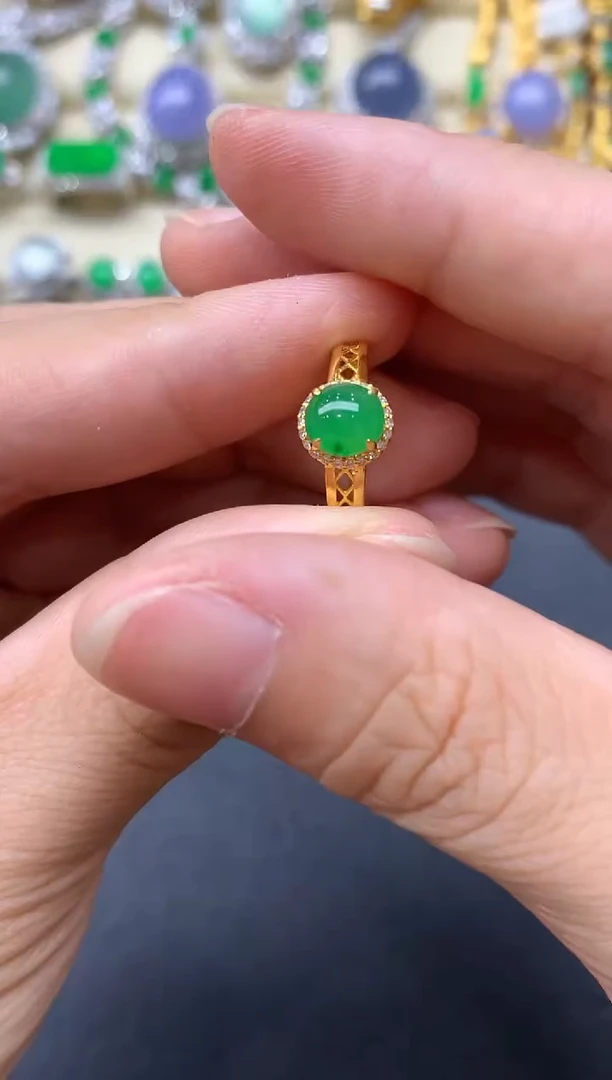 翡翠戒指18K金镶嵌371-中国好珍宝