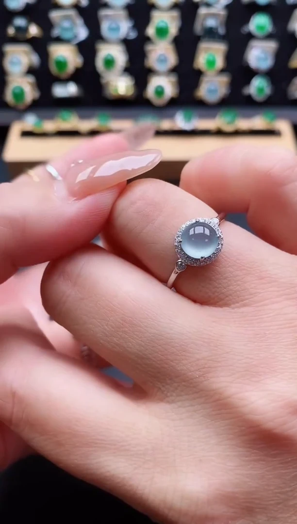 银S925镶嵌戒指翡翠1