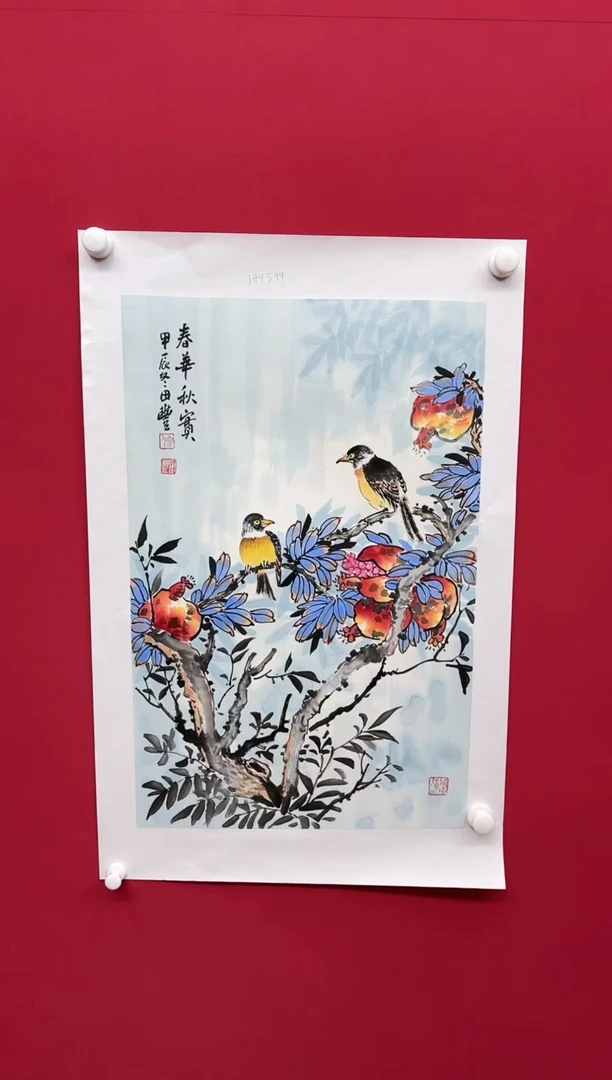【闪购商品】国画田-现场原创四尺三开花鸟/无框/W