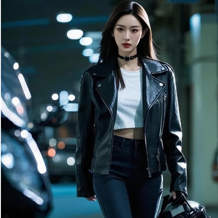 109-199复古夹克风衣牛仔外套重磅时尚孤品做旧潮流翻领真皮