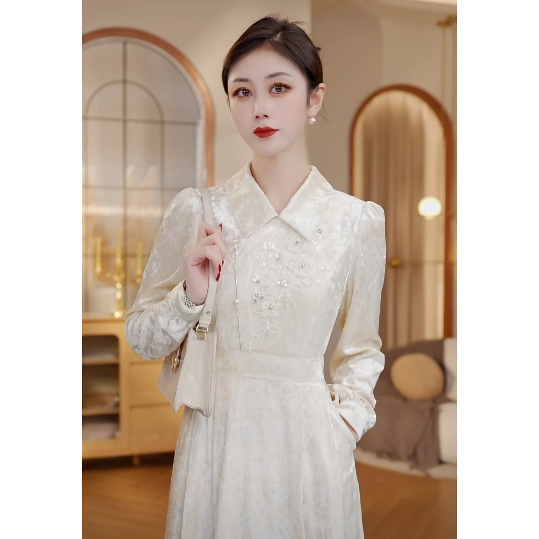 【梦梦&GERTCOREL】云上香草 轻奢法式长袖长裙设计师CC244L1068