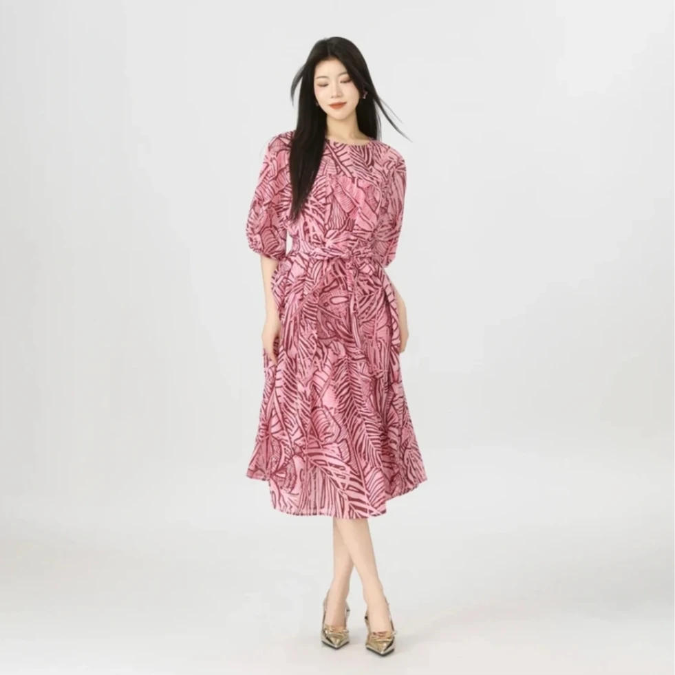 AMASS/阿玛施春夏新款显瘦印花时尚气质连衣裙（附内搭）女-550038