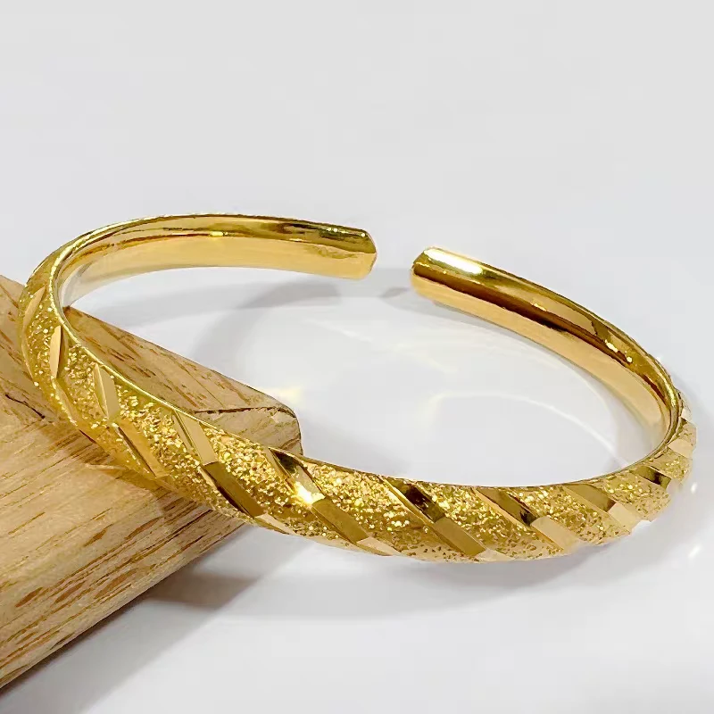 铜合金手镯 铜合金新款实心镯子高级感手镯手环可调节手镯