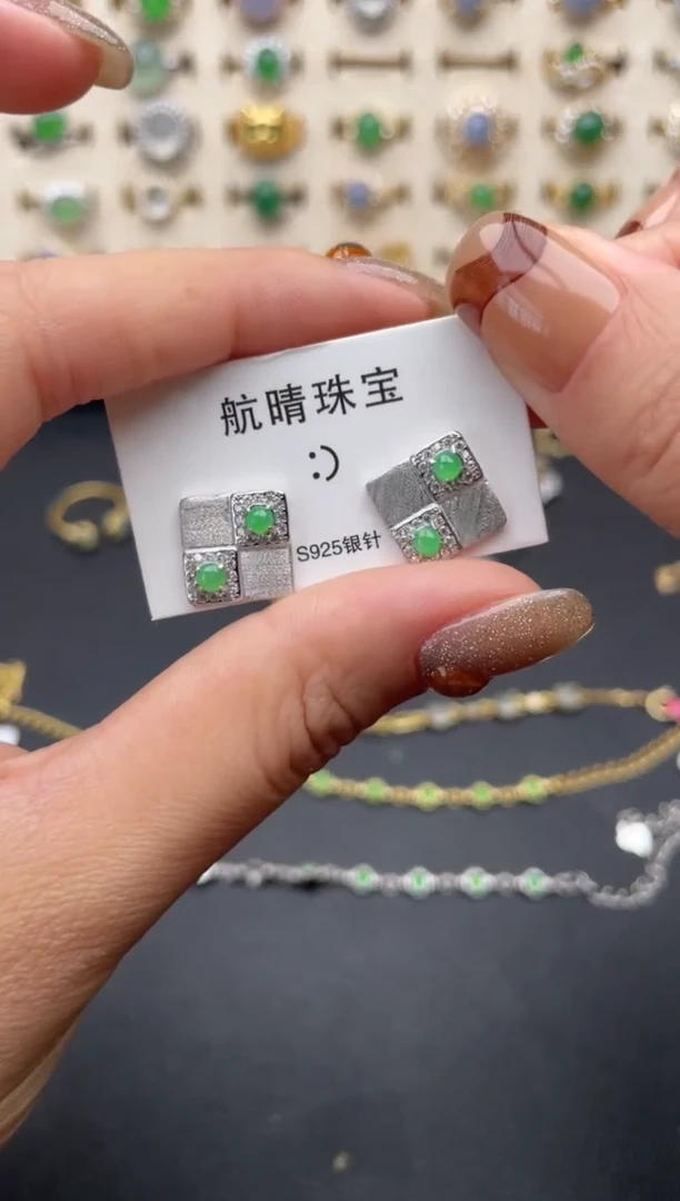 翡翠戒指银S925镶嵌一物一证一礼盒