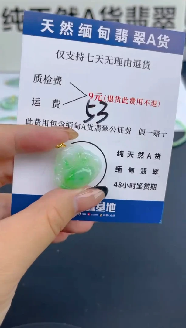 颈饰18K金镶嵌翡翠纯天然缅甸翡翠A货