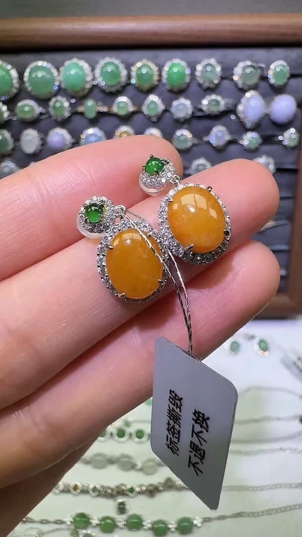 银S925镶嵌戒指翡翠耳饰36