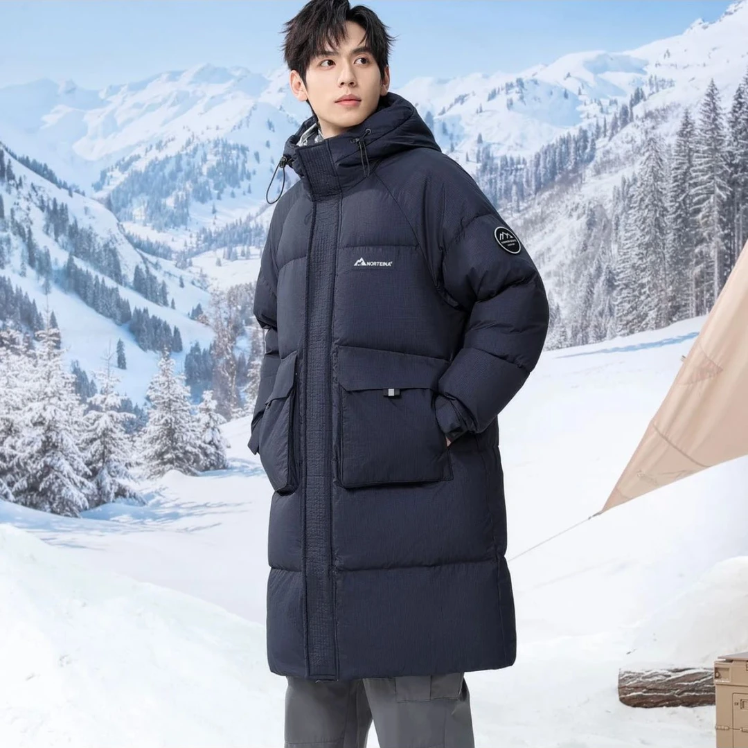 【辉哥】1107-长款连帽情侣款户外加厚保暖休闲宽松冬季防寒服-Y