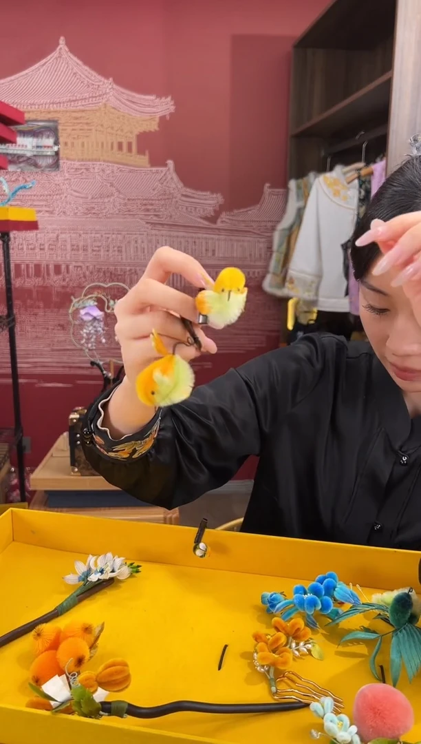 【闪购商品】刺绣非遗绒花（发饰）