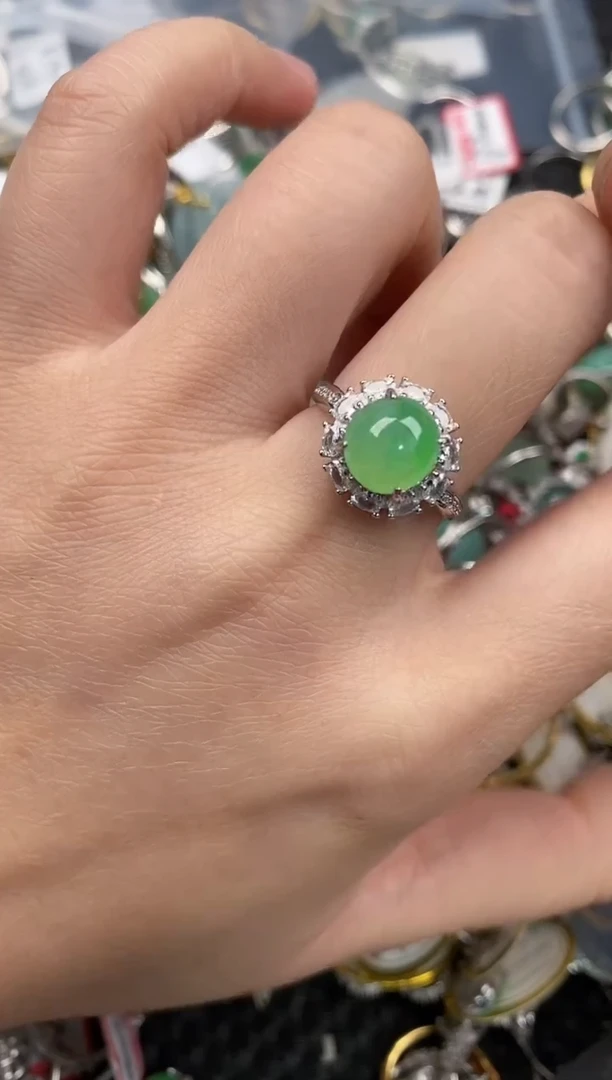 银S925镶嵌戒指翡翠10                  7