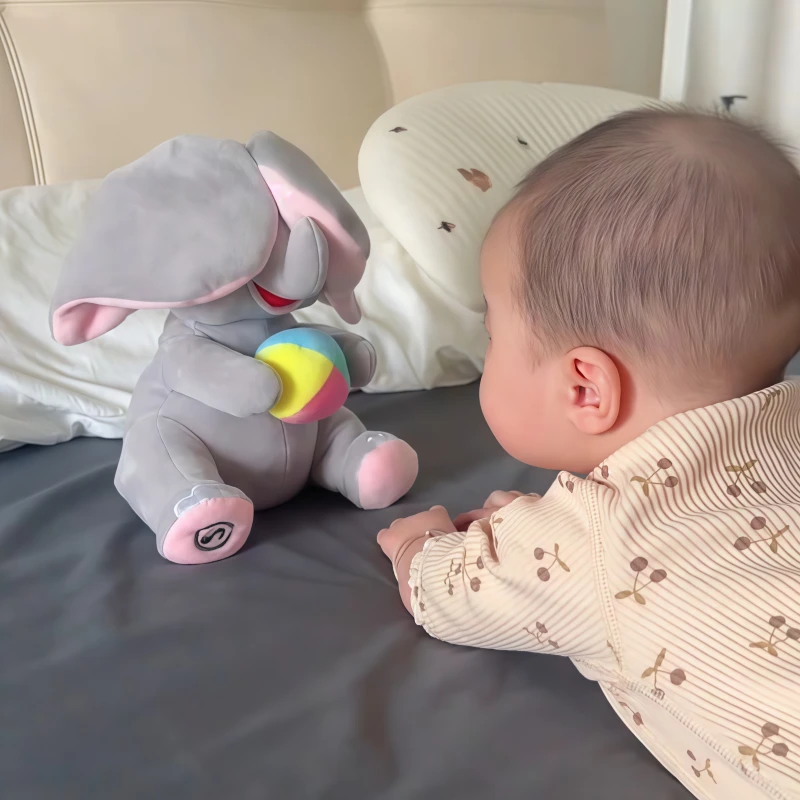 躲猫猫玩具练习抬头音乐安抚婴幼儿童宝宝毛绒仿真大象玩偶小动物